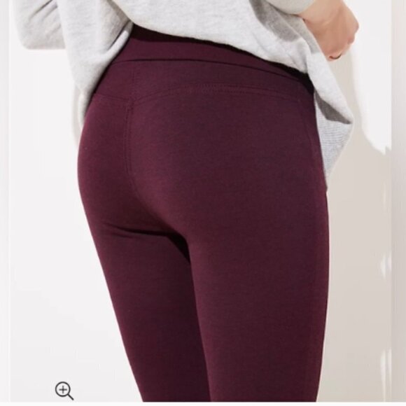 LOFT Leggings in Heathered Burgundy Seamed Ponte Size M - Picture 3 of 11